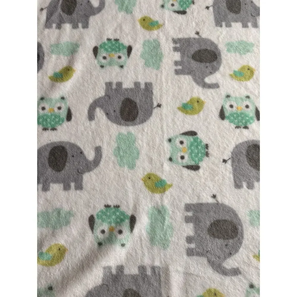 Garanimals Baby Blanket Lovey Owls Elephants Birds 30x40 Gray Ribbed Trim Fleece